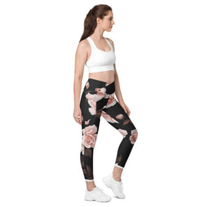 Crossover Roses leggings with pockets